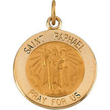 14K Yellow 18mm Round St. Raphael Medal