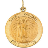 14K Yellow 18mm Round St. Raphael Medal