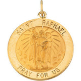 14K Yellow 18mm Round St. Raphael Medal