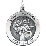 14K Yellow 18mm Round St. Matthew Medal