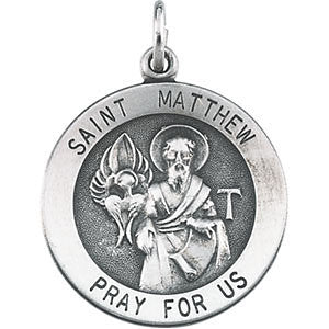 14K Yellow 18mm Round St. Matthew Medal