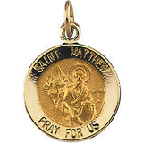 14K Yellow 18mm Round St. Matthew Medal