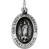 Sterling Silver 28.75x20mm Oval Our Lady of Guadalupe Medal