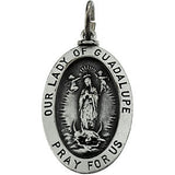 Sterling Silver 28.75x20mm Oval Our Lady of Guadalupe Medal