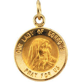 14K Yellow 12mm Our Lady of Sorrows Medal