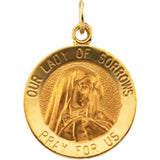 14K Yellow 12mm Our Lady of Sorrows Medal