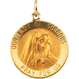 14K Yellow 12mm Our Lady of Sorrows Medal