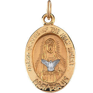 14K Yellow & White 14 Mary of Holy Spirit Medal