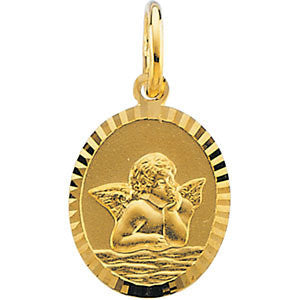 14K Yellow 11x9mm Angel Pendant