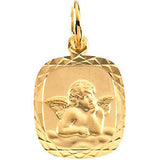 14K Yellow 12x11mm Angel Medal