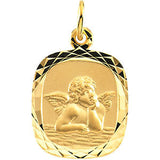 14K Yellow 12x11mm Angel Medal