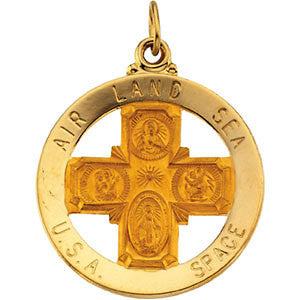 14K Yellow 25mm St. Christopher Four-Way Medal