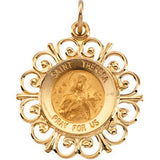 14K Yellow 20x18.5mm St. Theresa Medal