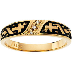 14K Yellow Ladies Religious Diamond Band