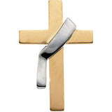 14K Yellow & White 22x14mm Deacon's Cross Lapel Pin