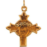 14K Yellow 22.5x21.5mm Face of Jesus Pendant