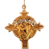 14K Yellow 22.5x21.5mm Face of Jesus Pendant