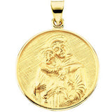 18K Yellow 24.5mm St. Anthony of Padua Medal