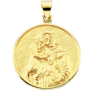 18K Yellow 24.5mm St. Anthony of Padua Medal