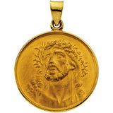 18K Yellow 13mm Face of Jesus Medal