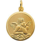 14K White 18mm Angel Medal