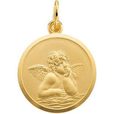 14K White 18mm Angel Medal