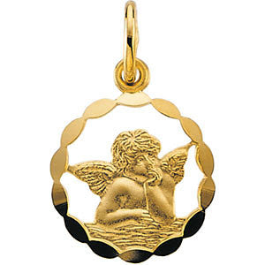 14K Yellow 12mm Angel Pendant