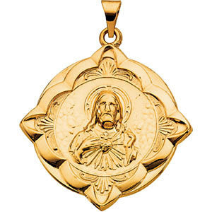 14K Yellow 31x31mm Sacred Heart Medal