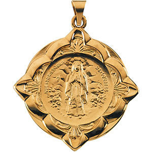 14K Yellow 31x31mm Our Lady of Lourdes Medal