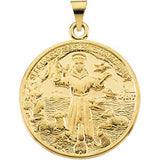 14K Yellow 26mm St. Francis of Assisi Medal