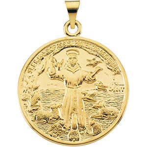 14K Yellow 26mm St. Francis of Assisi Medal