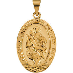 14K Yellow 25x17.5mm St. Christopher Medal