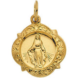 14K Yellow 12.14x12.09mm Miraculous Medal