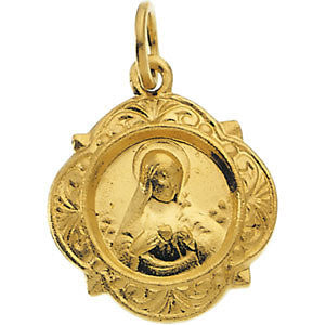 14K Yellow 12.14x12.09mm Immaculate Heart of Mary Medal