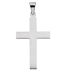 14K White 18x12mm Cross Pendant