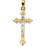 14K Yellow & White 28x17mm Hollow Crucifix Pendant