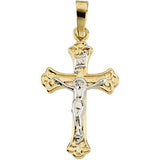 14K Yellow & White 19x13mm Crucifix Pendant