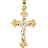 14K Yellow & White 19x13mm Crucifix Pendant