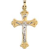 14K Yellow & White 19x13mm Crucifix Pendant