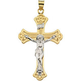 14K Yellow & White 19x13mm Crucifix Pendant