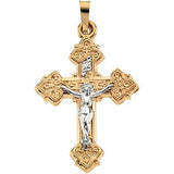 14K Yellow & White 20x16mm Hollow Crucifix Pendant