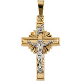 14K Yellow 15x10mm Hollow Crucifix Pendant