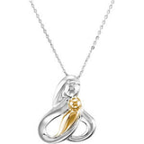 Sterling Silver 14K Yellow Gold Plated 24.7x21.46mm Rock a Bye Sweet Baby Necklace