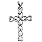 14K White 30x21mm Heart Design Cross Pendant