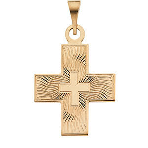 14K Yellow 27.5x25mm Greek Cross Pendant