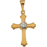 14K Yellow 15x11mm Diamond Cross Pendant