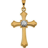 14K Yellow 15x11mm Diamond Cross Pendant