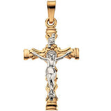 14K Yellow & White 43.5x29.5mm Crucifix Pendant