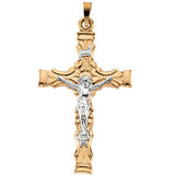 14K Yellow & White 43.5x29.5mm Crucifix Pendant