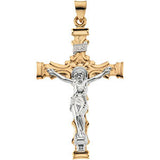 14K Yellow & White 43.5x29.5mm Crucifix Pendant